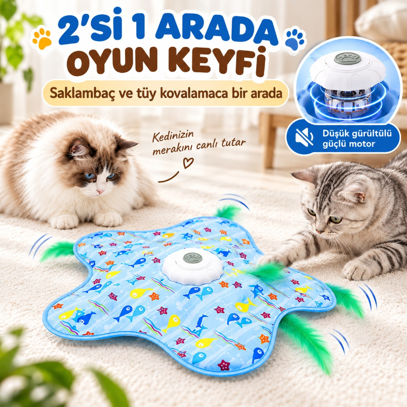 Hareketli İnteraktif Kedi Oyun Matı - USB Şarjlı - 3 Oyun Modu - görsel 5